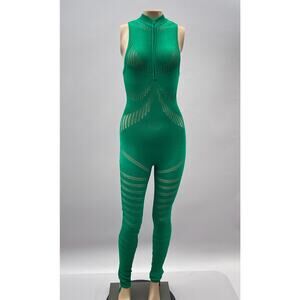 Maniere De Voir Jumpsuit Women S Kelly Green Contour Knit Skinny Playsuit Zip